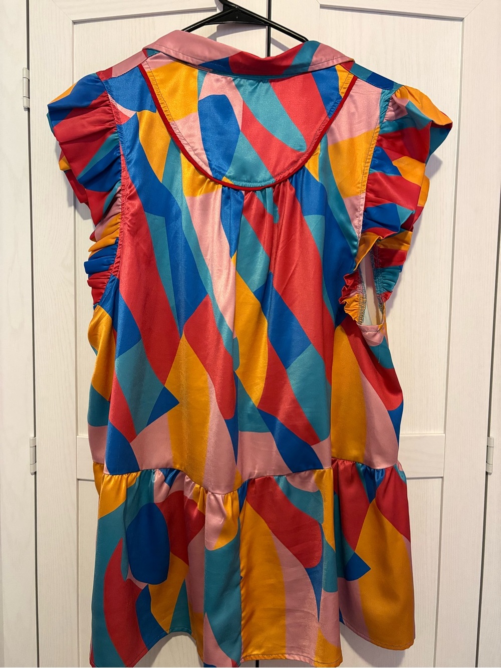 Umgee Multicolor Geometric Ruffle-Sleeve Tunic - Picture 2 of 2